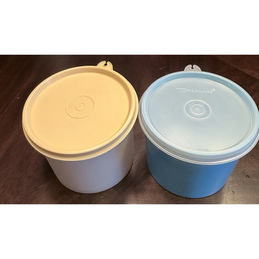 Set of 2 Vintage Tupperware Round Storage Containers  4623B-1. 250-20